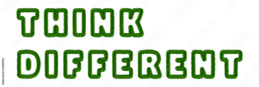 Naklejka premium Think Different - text written with grass