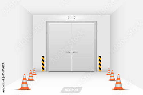 Warehouse workshop and security steel door, Vector, Illustration