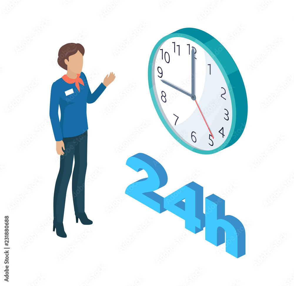 Manager Person and Clock Set Vector Illustration Manager Person and Clock Set Vector Illustration