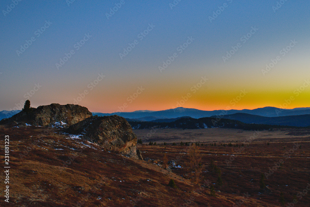 sunset in mountains