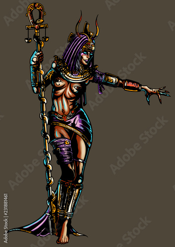 Fototapet Fantasy egyptian sorceress woman