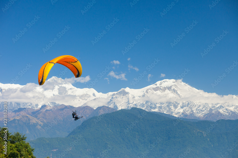 Paragliding over Pokhara, Nepal Paragliding over Pokhara, Nepal