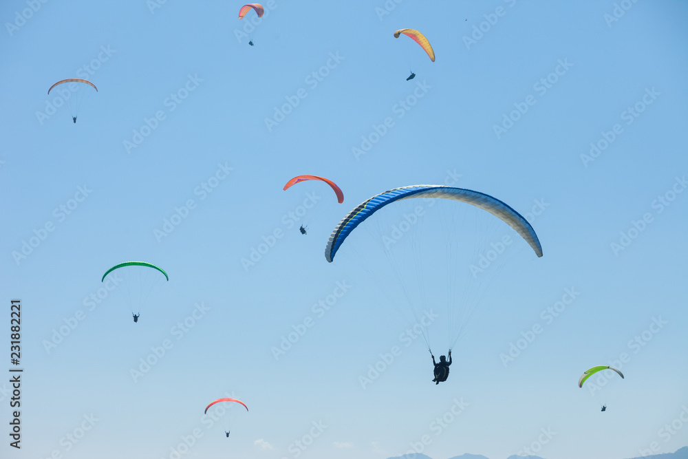 Paragliding over Pokhara, Nepal Paragliding over Pokhara, Nepal
