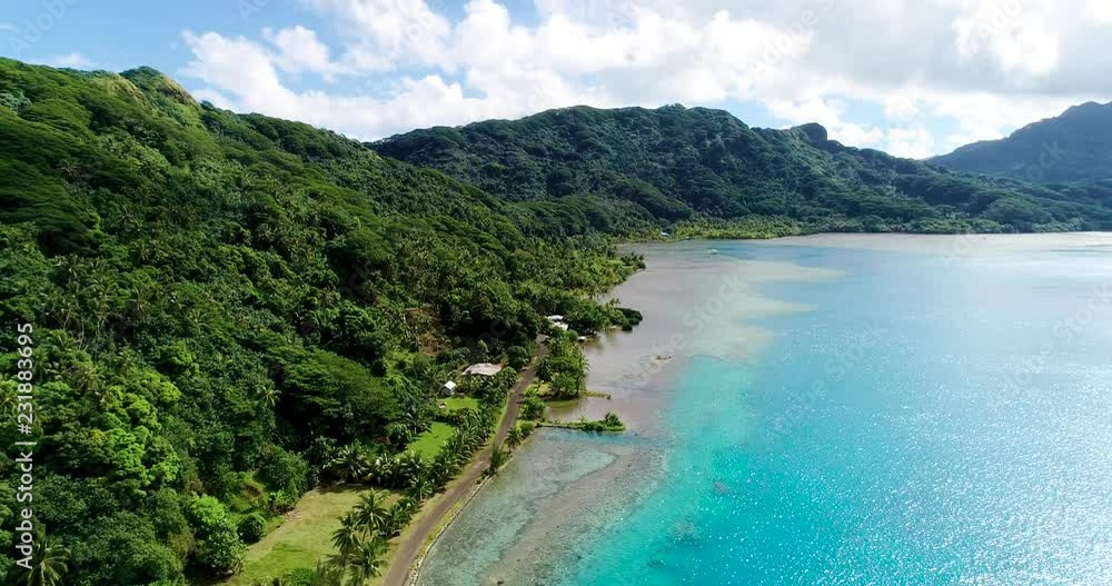 island landscape with lagoon in French Polynesia island landscape with lagoon in French Polynesia
