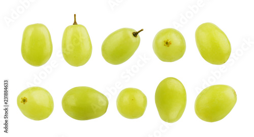 Tela Set of grape berries on a white background