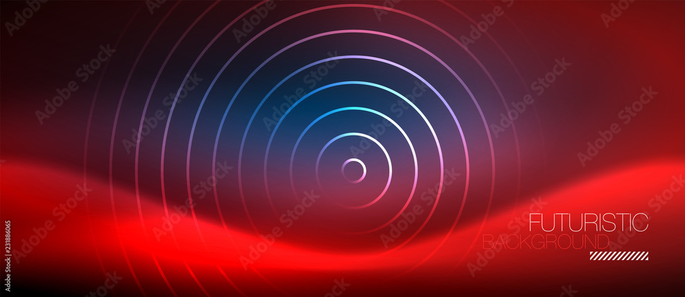 Neon glowing circles background Neon glowing circles background