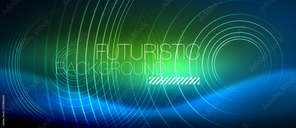 Neon glowing circles background Neon glowing circles background