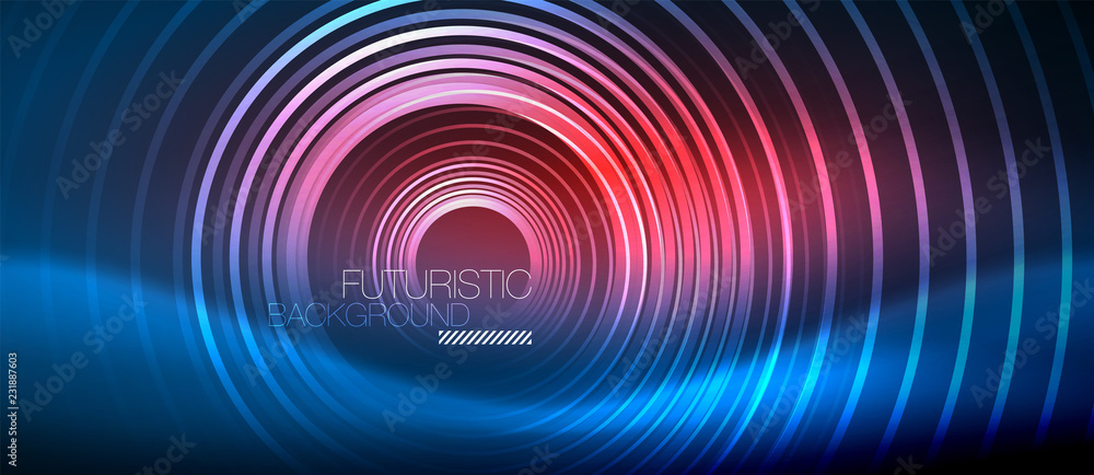 Neon glowing circles background Neon glowing circles background