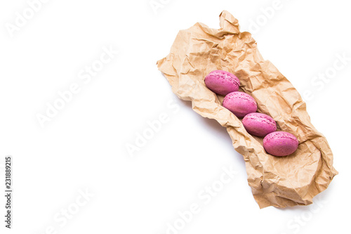 Delicious macaroons on white background