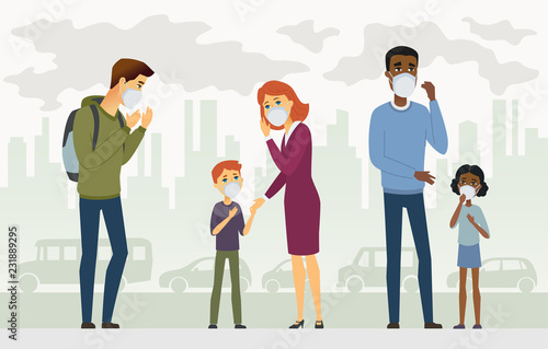 Air pollution - cartoon people characters vector illustration