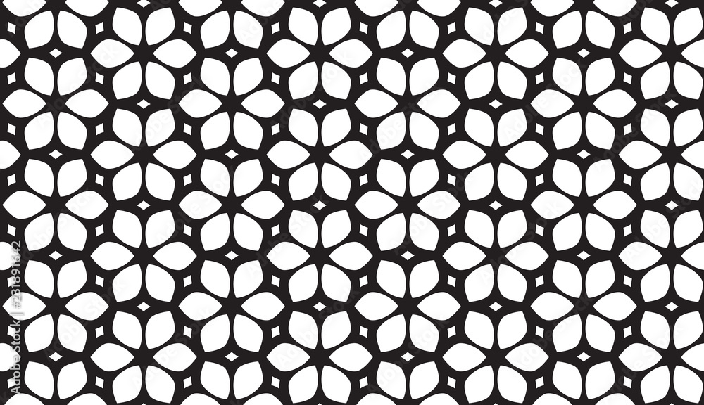 Black and white geometric flower vector pattern Black and white geometric flower vector pattern