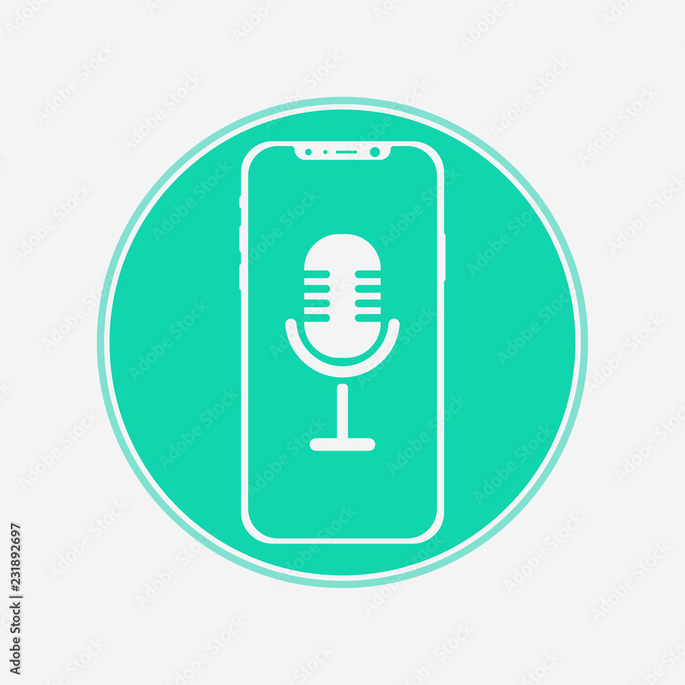 Phone with microphone vector icon sign symbol Phone with microphone vector icon sign symbol