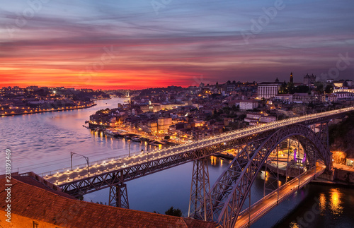 Old city of Porto at sunset