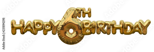 Photography Happy 6th birthday gold foil balloon greeting background