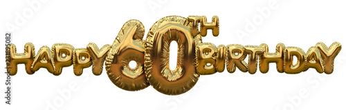 Photography Happy 60th birthday gold foil balloon greeting background