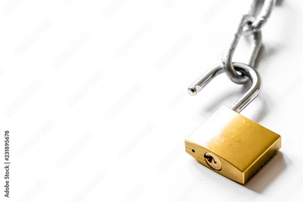 concept data protection metal chain on white background concept data protection metal chain on white background