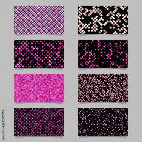 Geometrical card background set - vector template designs with diagonal pink square pattern