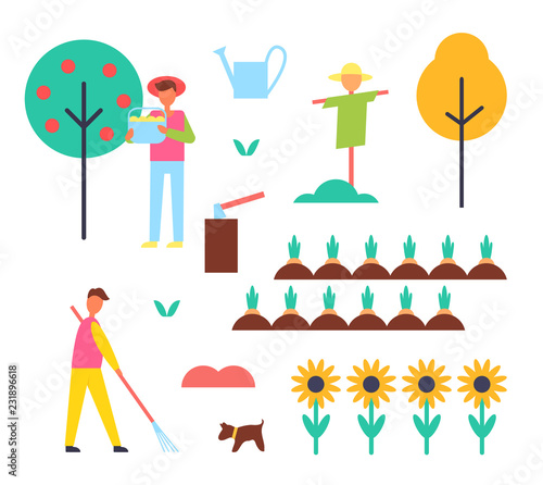 Farm Farming People Icons Vector Illustration
