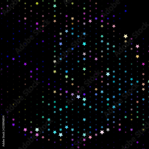 Fototapeta Naklejka Na Ścianę i Meble -  Bright neon pink, blue, purple stars on a dark background. Scalable vector graphics