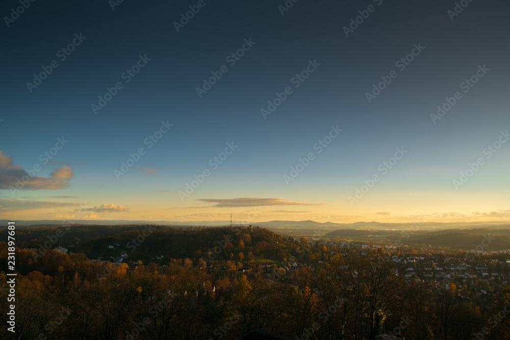 Coburg, Baviera, Alemania. Vistas desde la muralla de la ciudad en una tarde de otoño