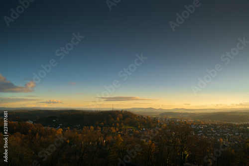 Coburg, Baviera, Alemania. Vistas desde la muralla de la ciudad en una tarde de otoño