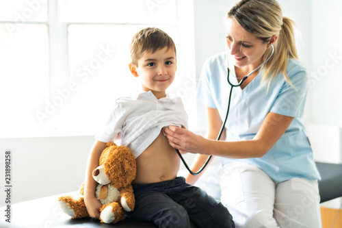 A cute Child Patient Visiting Doctor s Office