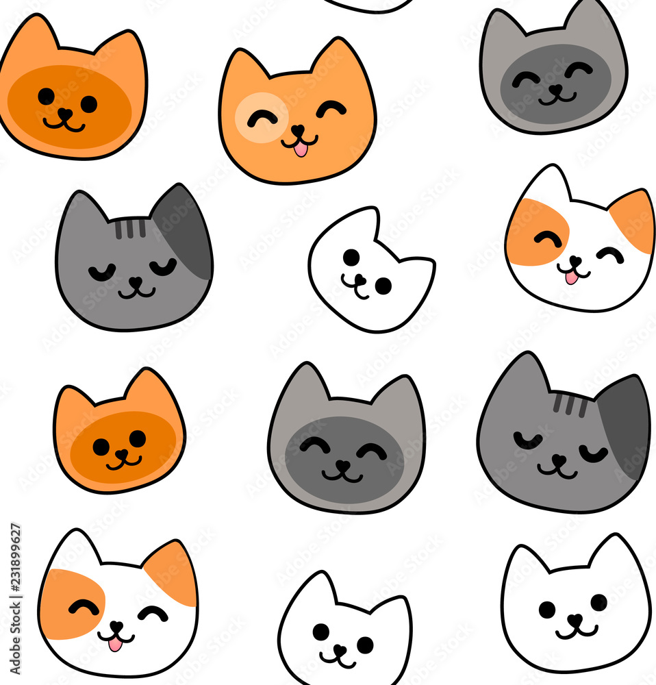 Cute Cat Faces Seamless Repeating Pattern Cute Cat Faces Seamless Repeating Pattern