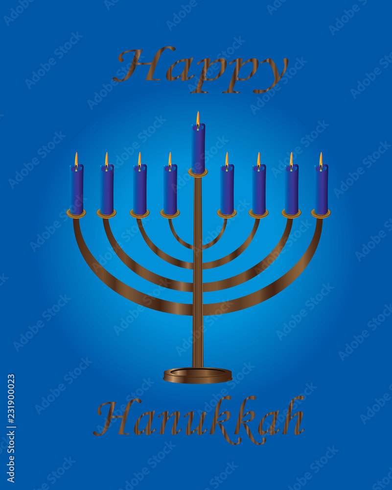 Hanukkah-Menorah with Blue Candles Hanukkah-Menorah with Blue Candles