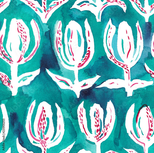 Seamless flower pattern with tulips