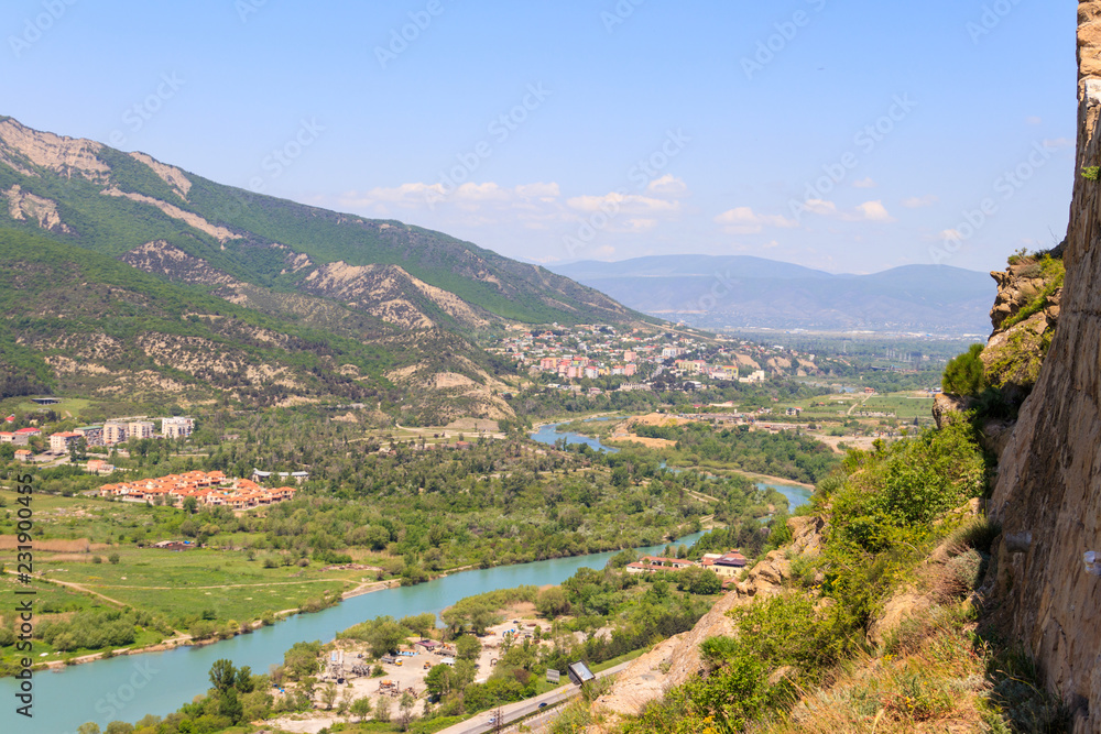 Fototapeta premium Aerial view on old town Mtskheta in Georgia