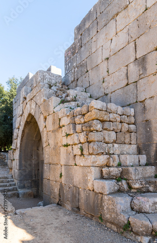 Destroyed  steps leading to the fortress wall in Nimrod Fortress located in Upper Galilee in northern Israel on the border with Lebanon. photo