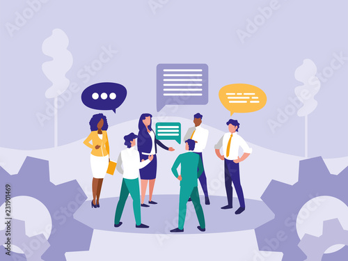 group business people with speech bubble