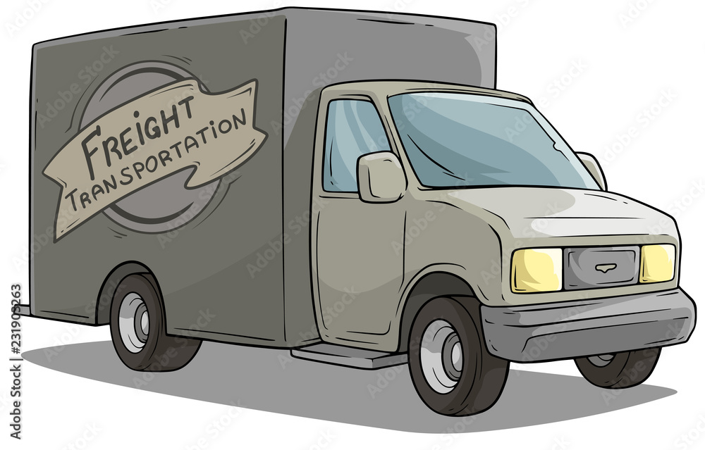Cartoon freight transportation gray cargo truck
