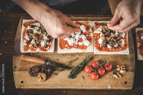 Panini Tramezzini Toast Sandwich Snack Feige Schafskäse Walnuss Italienisch