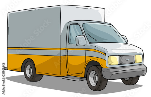 Cartoon freight transportation yellow cargo truck