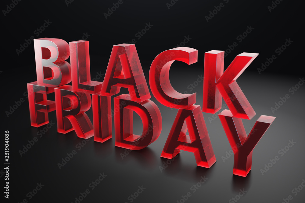 Black Friday - Only once a year, maximum discounts. Sales, joy, success. The moment. Black Friday text on the wall. Great sale. 3D illustration Black Friday - Only once a year, maximum discounts. Sales, joy, success. The moment. Black Friday text on the wall. Great sale. 3D illustration