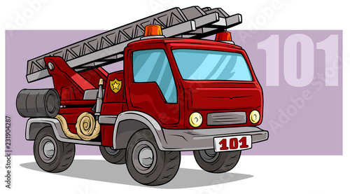 Cartoon emergency rescue fire department truck