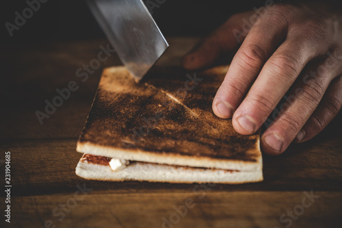 Panini Tramezzini Toast Sandwich Snack Feige Schafskäse Walnuss Italienisch photo