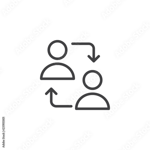 User switch outline icon. linear style sign for mobile concept and web design. People with exchange arrows simple line vector icon. Symbol, logo illustration. Pixel perfect vector graphics photo