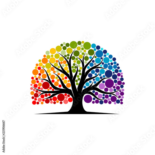 Abstract vibrant tree logo design, root vector - Tree of life logo design inspiration