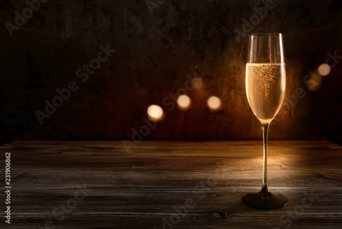 Festive background with a champagne glass