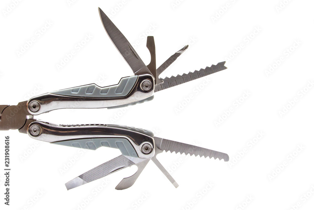 Multi-tool on white background Multi-tool on white background