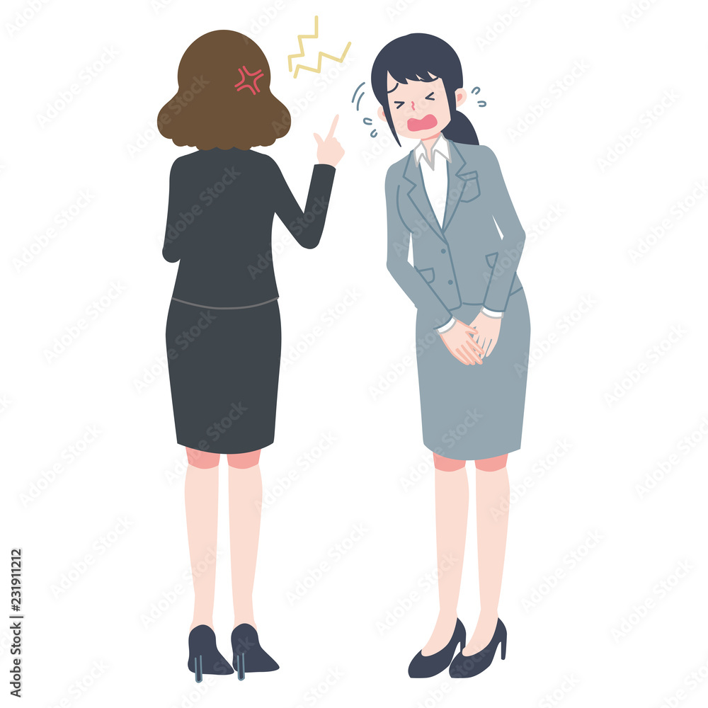 上司に謝る女性会社員 Stock Vector Adobe Stock