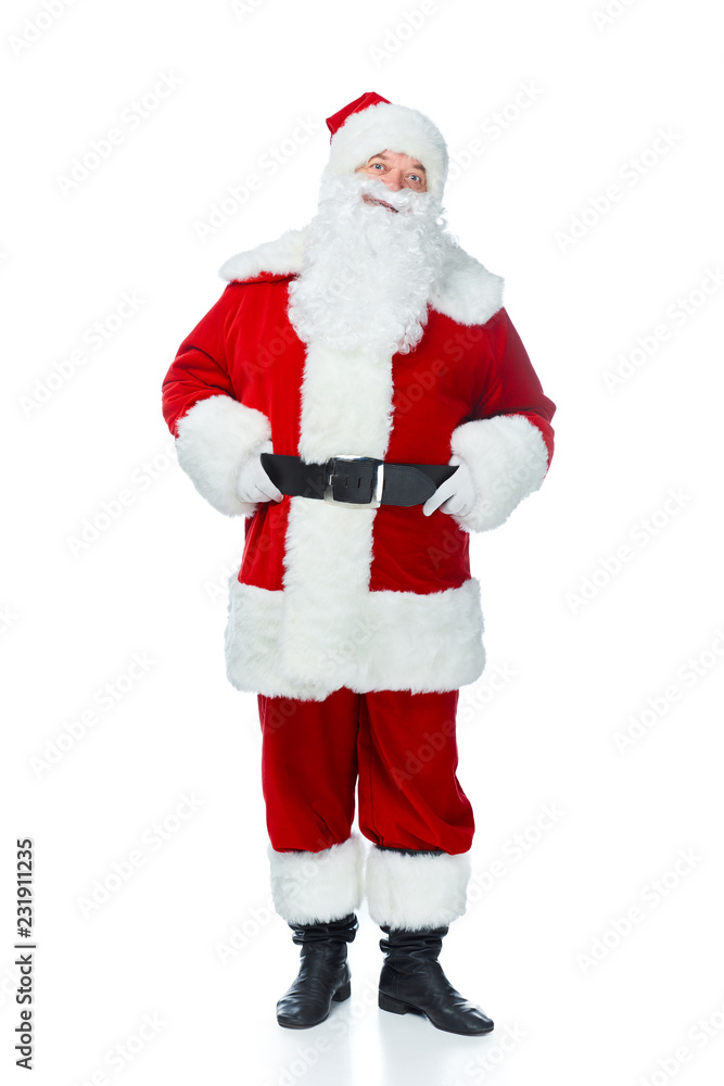 bearded santa claus posing in red costume isolated on white bearded santa claus posing in red costume isolated on white