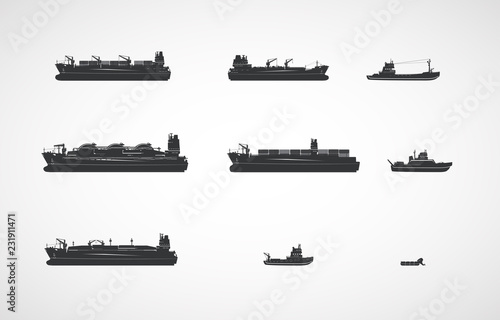 Vector ships and boats of various types.