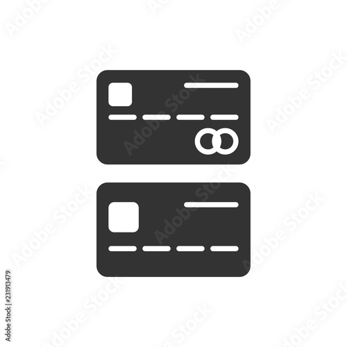 Credit and debit card simple icon set. Black isolated credit and debit card vector icons.