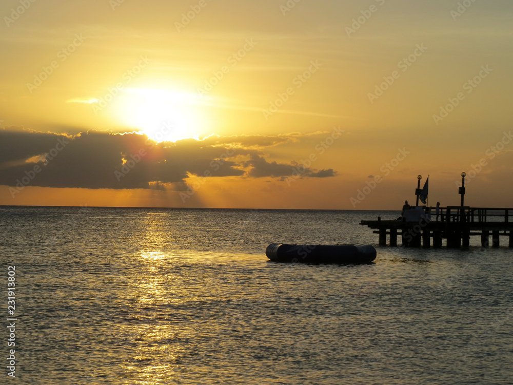 La Romana, Dominican Republic - sunset in the beach of a typical tropical island of the caribbean
