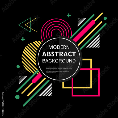 Flat abstract geometric mateial pattern colorful design and background with badge. Use for modern design, covers, flyers, decorated, fashion, template.