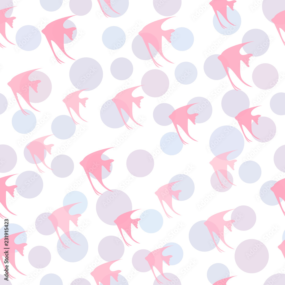 Fish pattern background.Pink fish seamless for decoration. Delicate color.