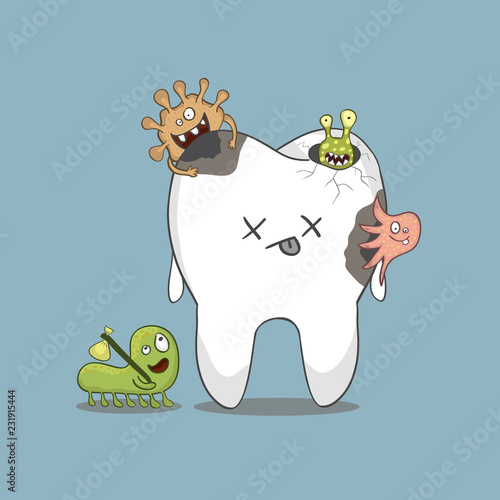 cartoon sick tooth